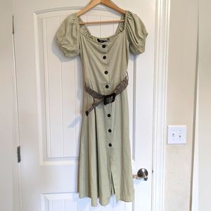 Zara Spring Green Linen Dress